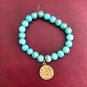 Turquoise / brown / gold slip on bracelet